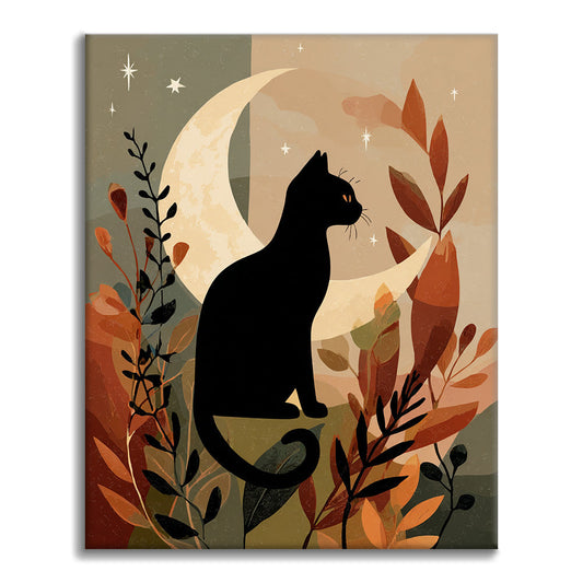Schwarze Katze Silhouette - Malen nach Zahlen
