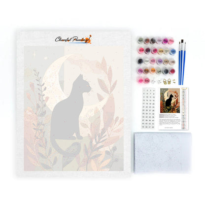 Schwarze Katze Silhouette - Malen nach Zahlen