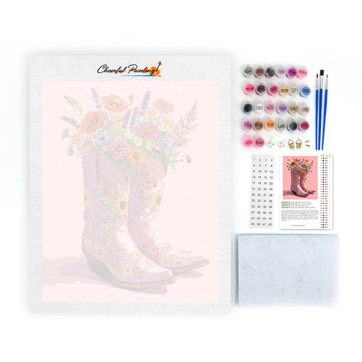 Stiefel und Blüten – Malen nach Zahlen