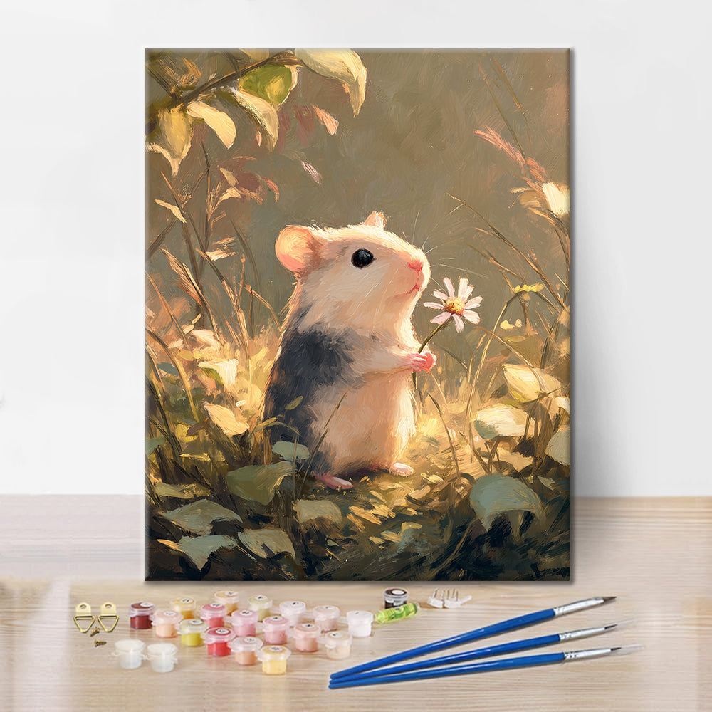 Blumen und Maus – Malen nach Zahlen