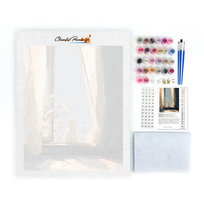 Fensterbankkätzchen – Malen nach Zahlen