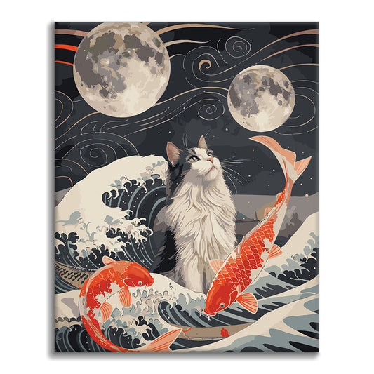 Katze und Gezeiten – Malen nach Zahlen