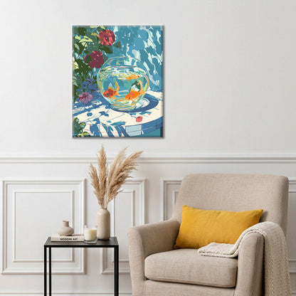 Fischglas & Blumen – Malen nach Zahlen