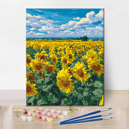 Sonnenblumenfeld – Malen nach Zahlen