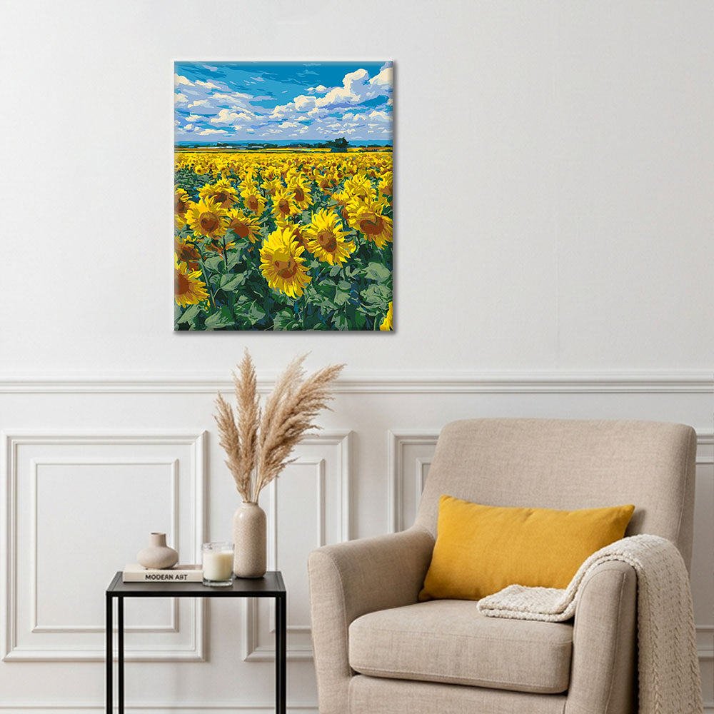 Sonnenblumenfeld – Malen nach Zahlen