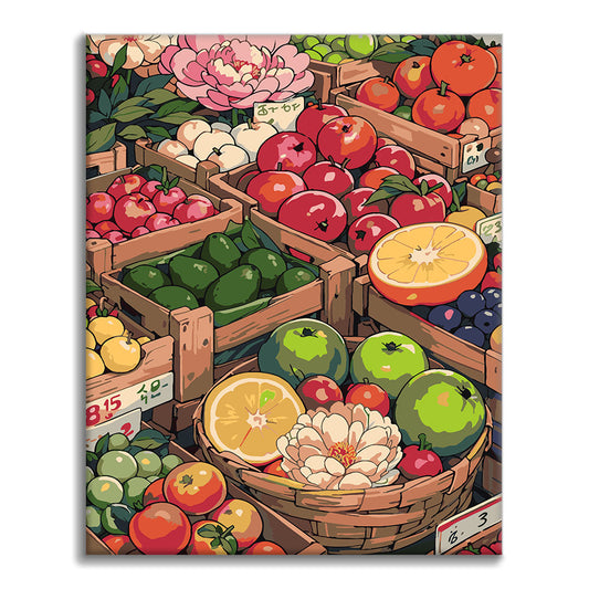 Obst- und Gemüsemarkt I – Malen nach Zahlen