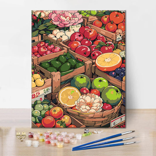 Obst- und Gemüsemarkt I – Malen nach Zahlen