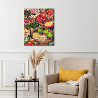 Obst- und Gemüsemarkt I – Malen nach Zahlen