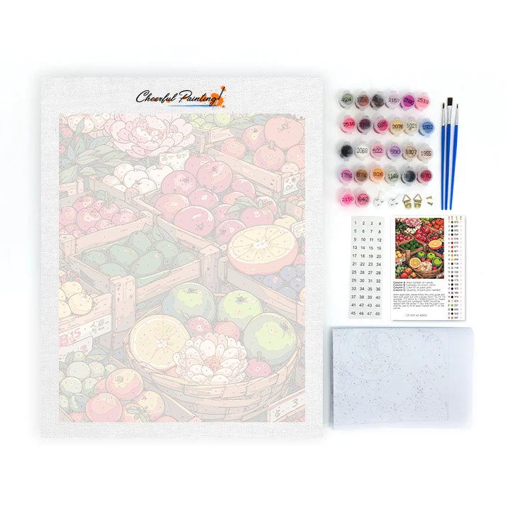 Obst- und Gemüsemarkt I – Malen nach Zahlen