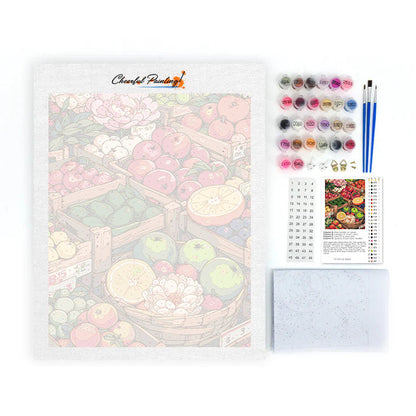 Obst- und Gemüsemarkt I – Malen nach Zahlen