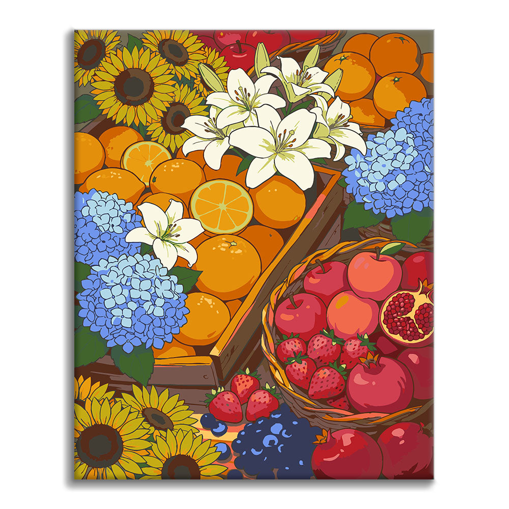 Obst- und Gemüsemarkt II – Malen nach Zahlen