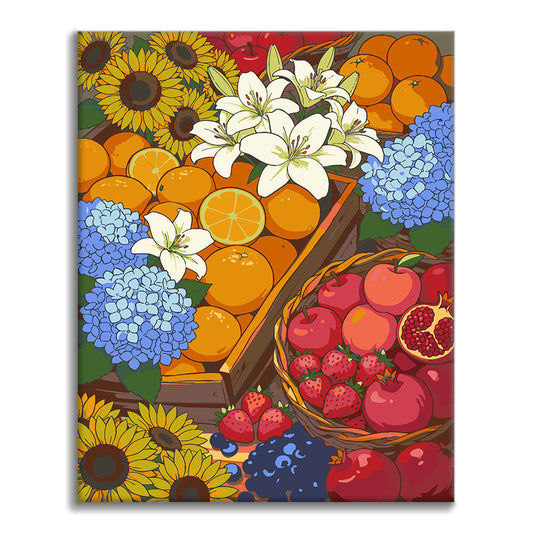 Obst- und Gemüsemarkt II – Malen nach Zahlen