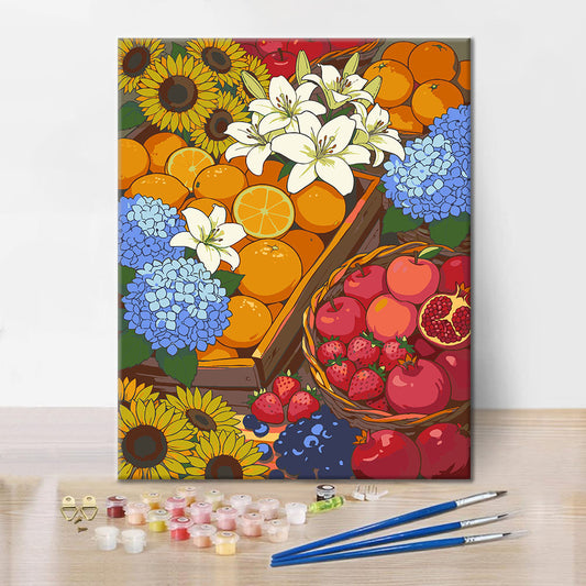 Obst- und Gemüsemarkt II – Malen nach Zahlen