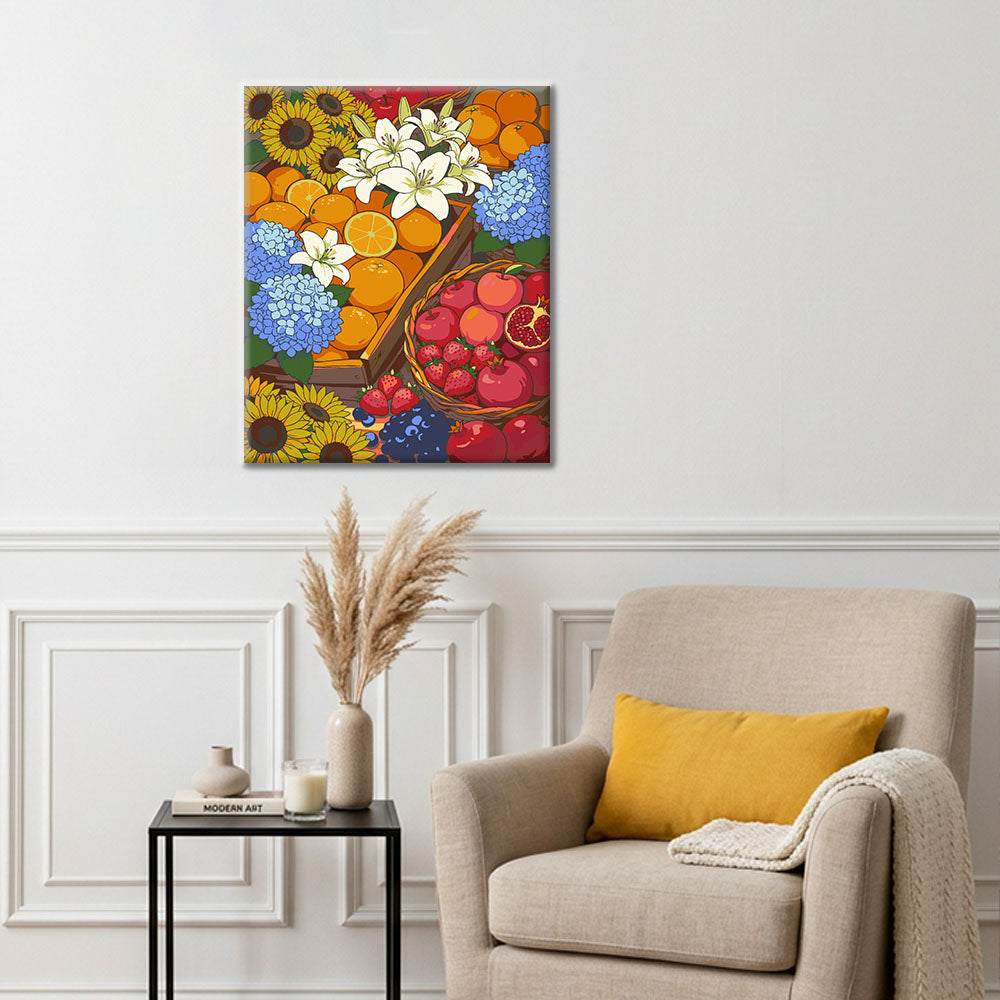 Obst- und Gemüsemarkt II – Malen nach Zahlen