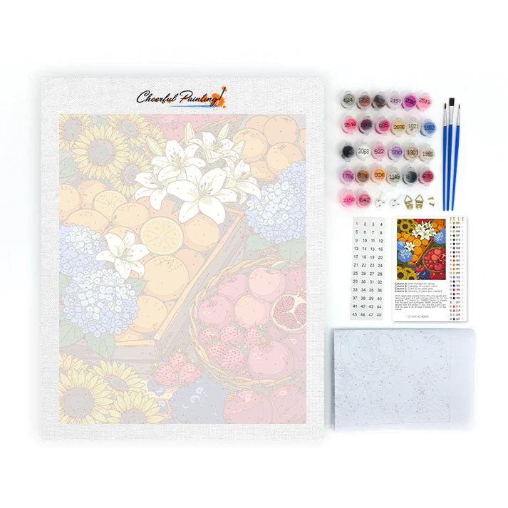 Obst- und Gemüsemarkt II – Malen nach Zahlen