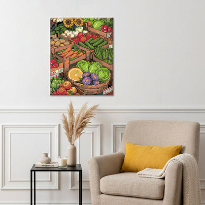 Obst- und Gemüsemarkt III – Malen nach Zahlen