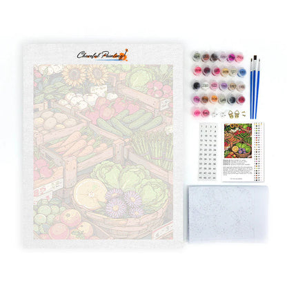 Obst- und Gemüsemarkt III – Malen nach Zahlen