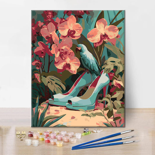 Blaue High Heels – Malen nach Zahlen