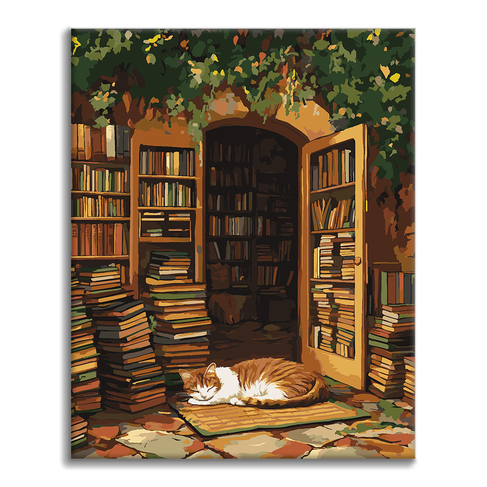 Die Bibliothekskatze – Malen nach Zahlen