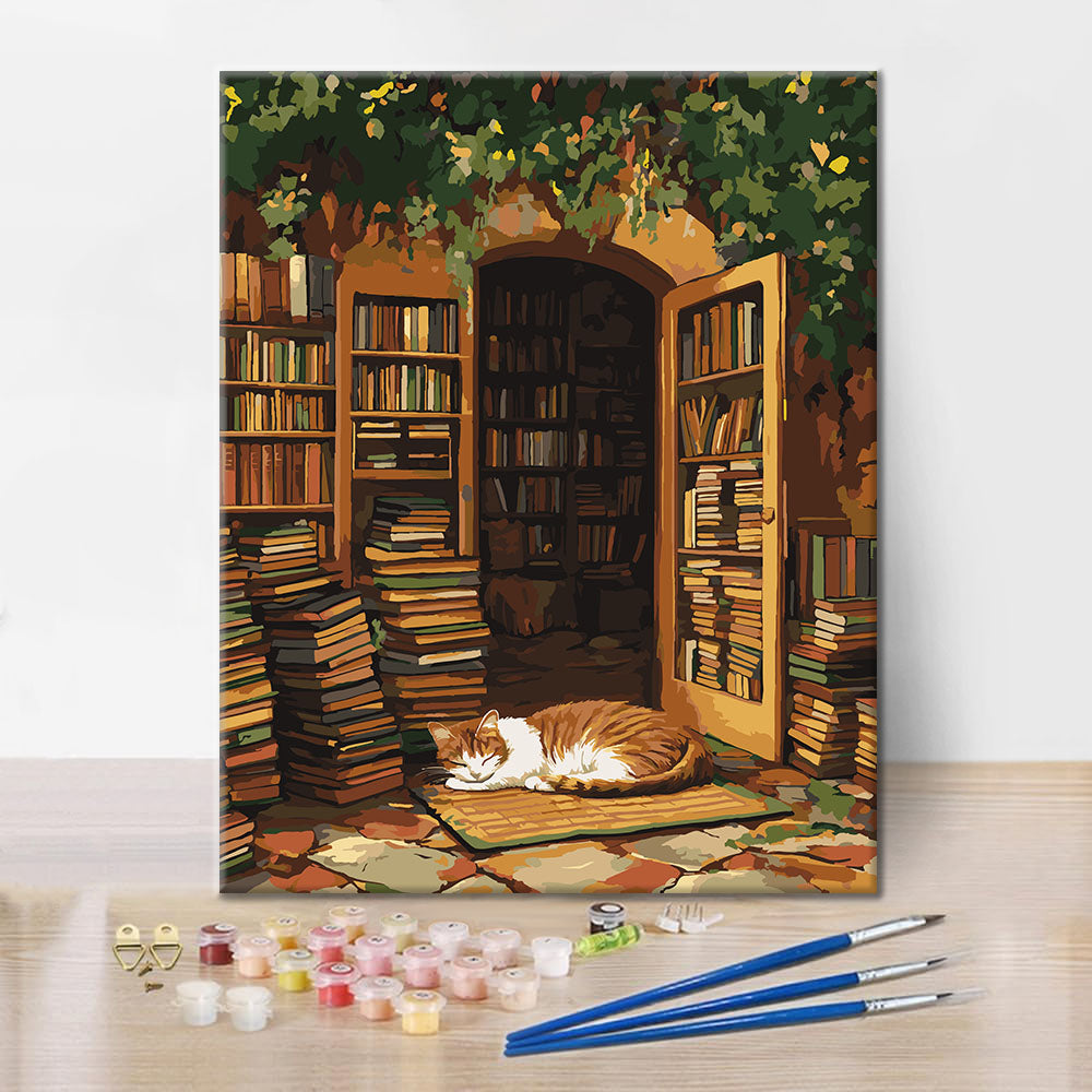 Die Bibliothekskatze – Malen nach Zahlen