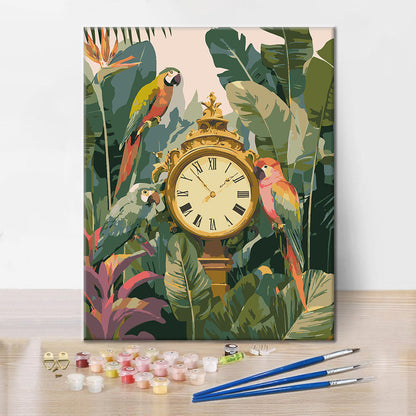 Der Papagei beobachtet die Zeit – Malen nach Zahlen