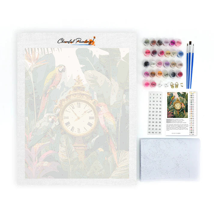 Der Papagei beobachtet die Zeit – Malen nach Zahlen