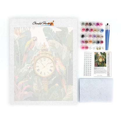 Der Papagei beobachtet die Zeit – Malen nach Zahlen