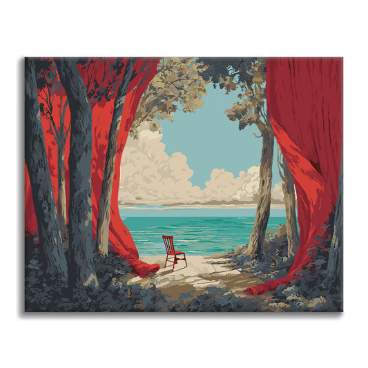 Das Meer hinter dem Vorhang – Malen nach Zahlen