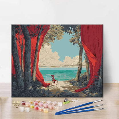 Das Meer hinter dem Vorhang – Malen nach Zahlen