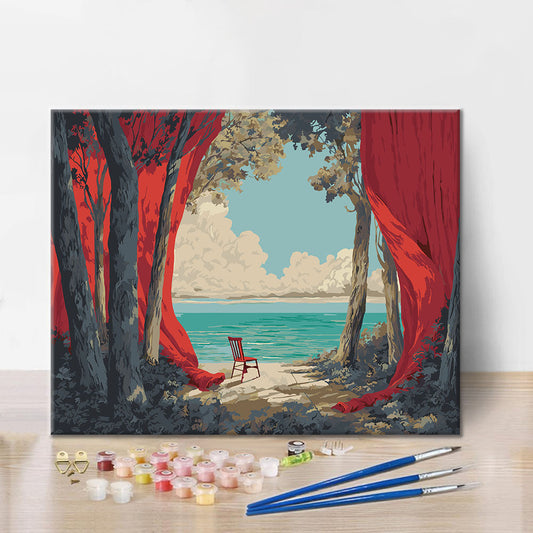 Das Meer hinter dem Vorhang – Malen nach Zahlen