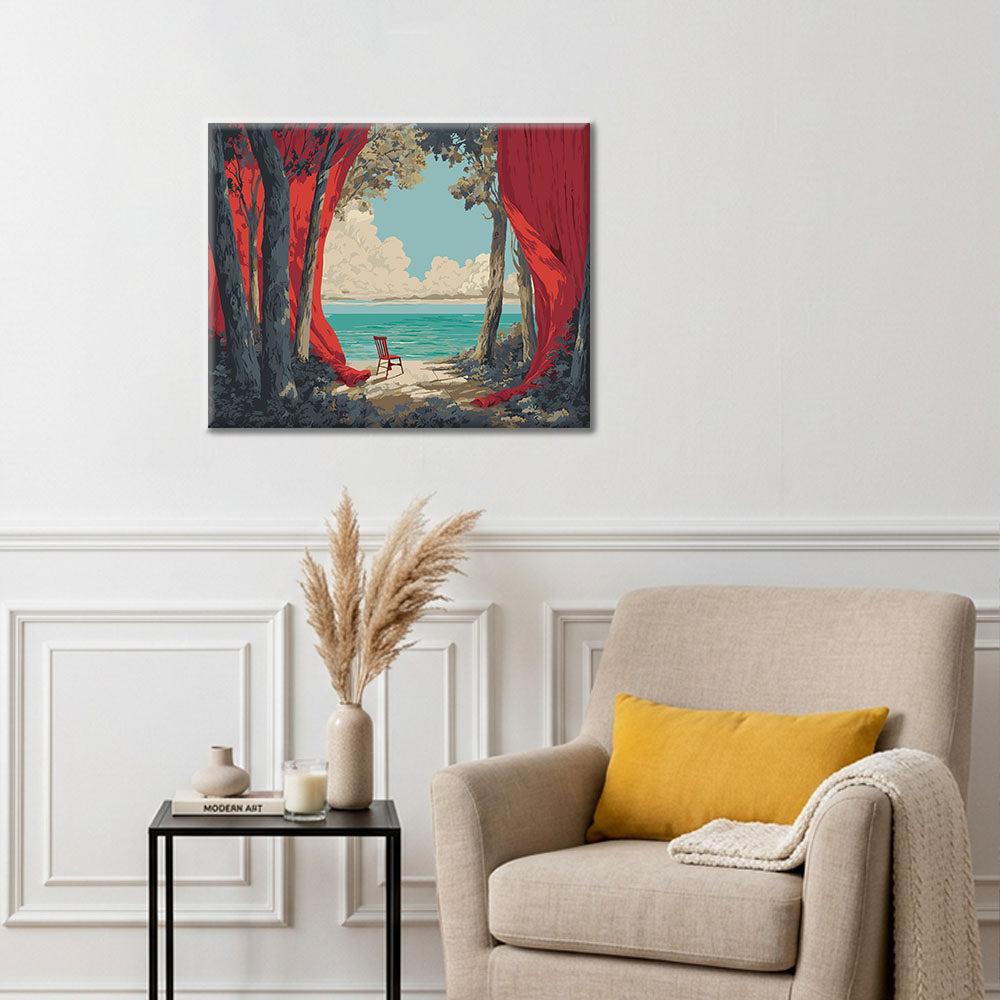 Das Meer hinter dem Vorhang – Malen nach Zahlen