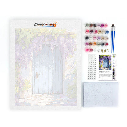 Tür mit Glyzinienvorhang – Malen nach Zahlen