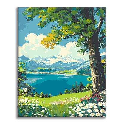 Blüten am See – Malen nach Zahlen