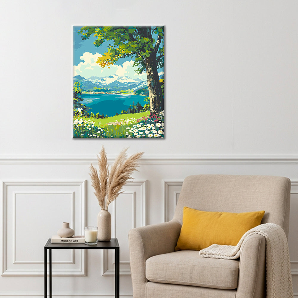 Blüten am See – Malen nach Zahlen