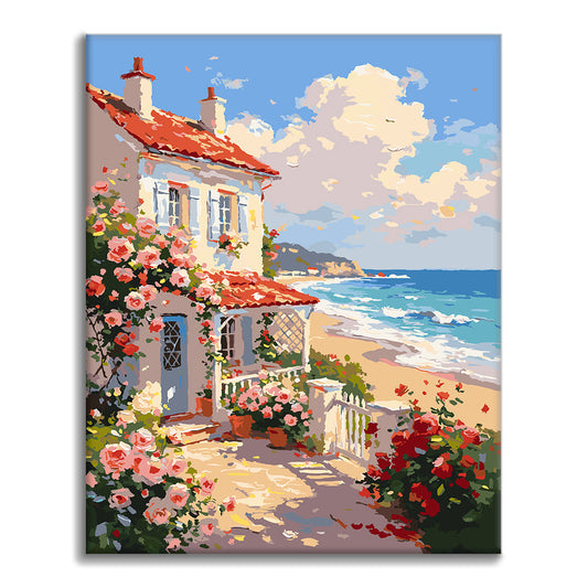 Seaside Rose Cottage – Malen nach Zahlen