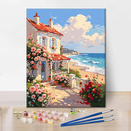 Seaside Rose Cottage – Malen nach Zahlen