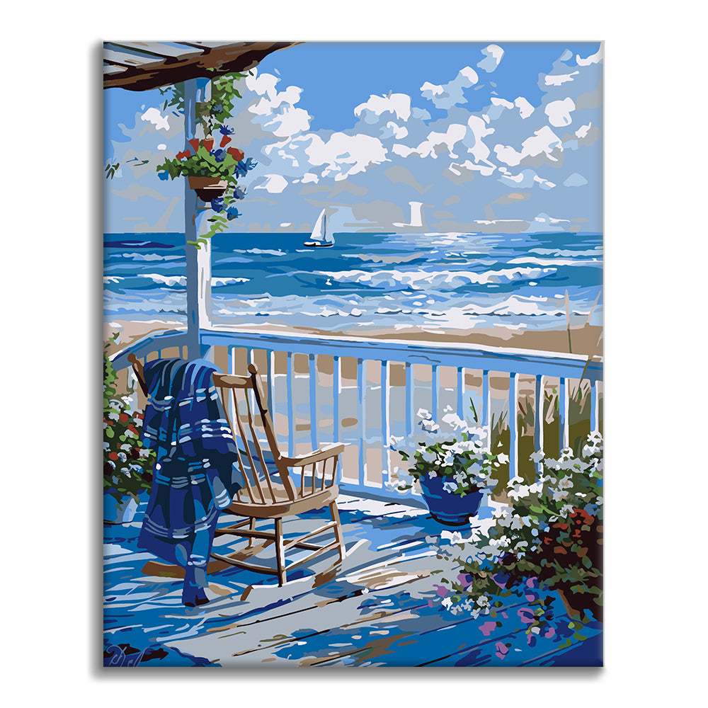 Nachmittag auf der Terrasse am Meer – Malen nach Zahlen