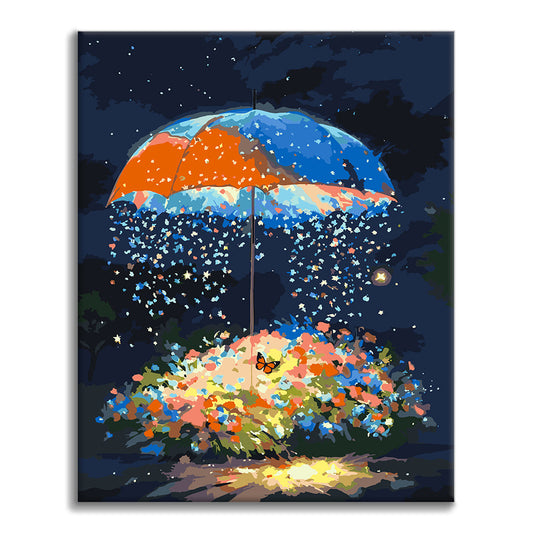 Sternenklarer Regenschirmgarten – Malen nach Zahlen