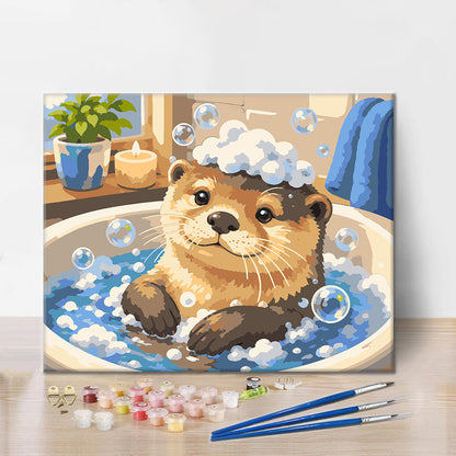 Badender Otter – Malen nach Zahlen
