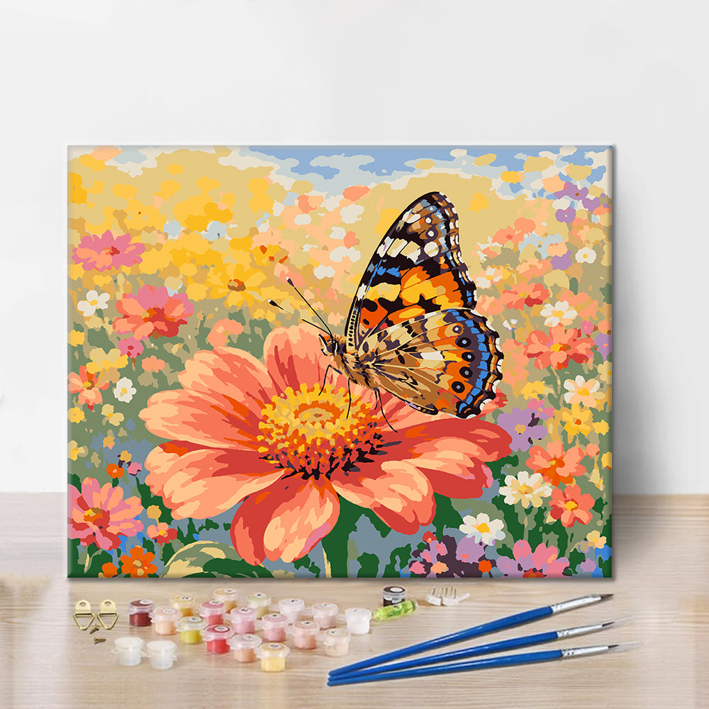 Schmetterling auf einer Blume – Malen nach Zahlen