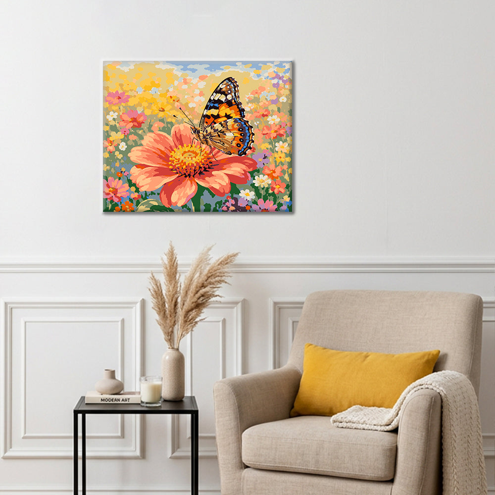 Schmetterling auf einer Blume – Malen nach Zahlen