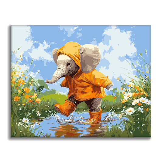 Elefant im Regen – Malen nach Zahlen