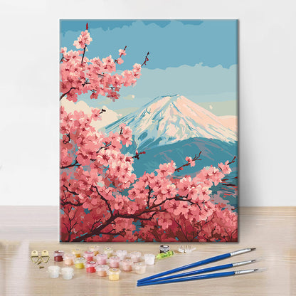 Frühling am Fuji – Malen nach Zahlen
