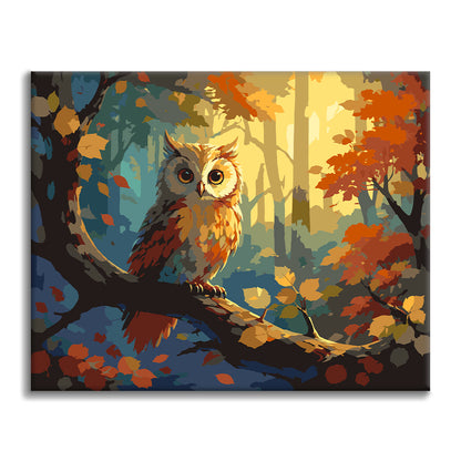 Eule im Herbstwald – Malen nach Zahlen