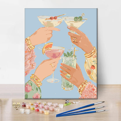 Pastell-Cocktail-Toast – Malen nach Zahlen