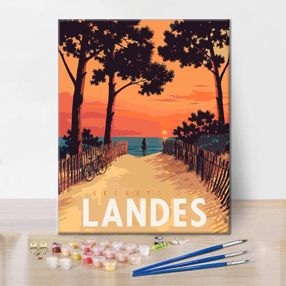 Sonnenuntergangspfad zum Strand – Malen nach Zahlen