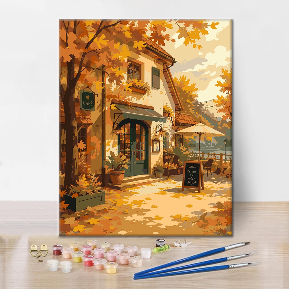 Autumn Village Café – Malen nach Zahlen