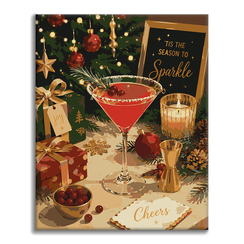 Weihnachts-Cocktail-Beifall – Malen nach Zahlen