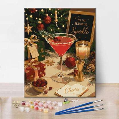 Weihnachts-Cocktail-Beifall – Malen nach Zahlen