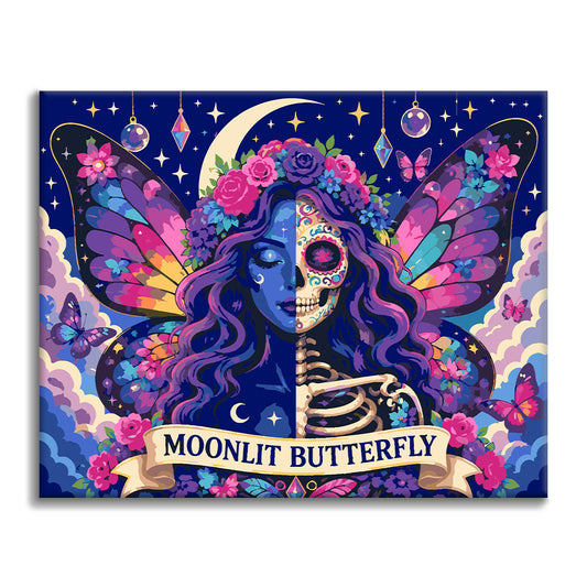 Mondbeschienenes Schmetterlings-Skelett – Malen nach Zahlen